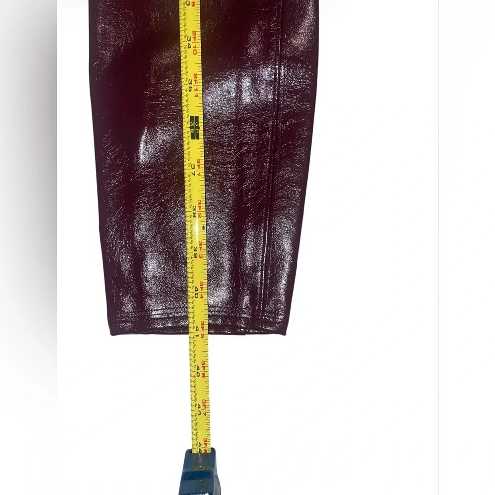 Spanx High-Shine Burgundy Faux Leather Leggings size medium